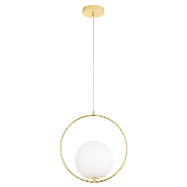 Kulista lampa wisząca COSTA DP0001A-350R ball szklana biała złota