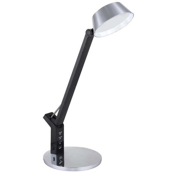 Stojąca lampa URSINO 58422S LED 8W 3000-6300K z portem USB czarna srebrna
