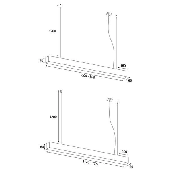 Wisząca lampa liniowa Lupinus 5115005202-1 Elkim LED 24W 4000K biała