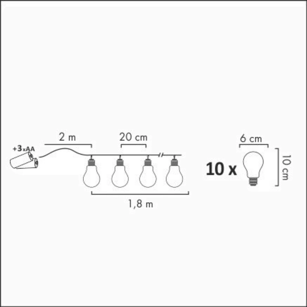 Girlanda na baterie ze światełkami 10 LED 2,1m ciepła