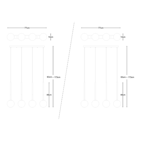 Loftowa Lampa zwisająca Arcturus P0574-04D-SDFZ czarna dymiona złota