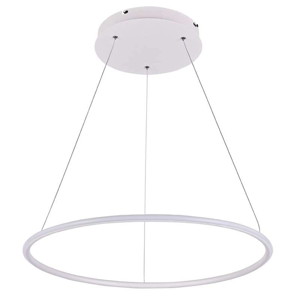 LAMPA wisząca MDECO SLIM/000012/4000/W metalowa OPRAWA futurystyczna LED 43W 4000K zwis pierścień ring biały