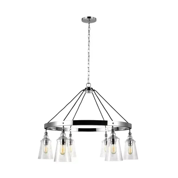 Wisząca lampa z łańcuchem LORAS QN-LORAS6 szklana przezroczysta chrom