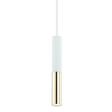 Wisząca LAMPA industrialna Slimi S Bianco / Gold Orlicki Design metalowa OPRAWA zwis tuba biała złota