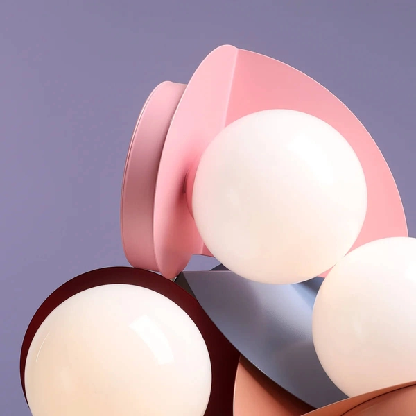 Lampka na szafkę nocna Una 1125B18 Aldex szkło metal kulista stołowa różowa