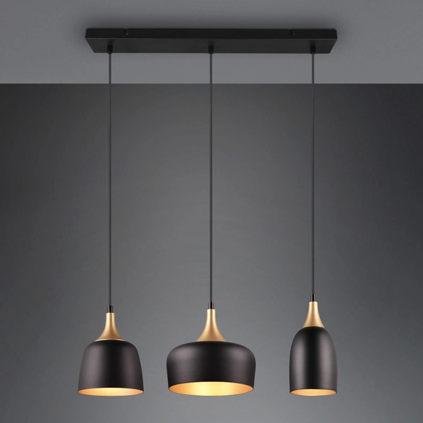 Lampa zwis CHIRAZ 310500332 Trio tubki do kuchni czarny złoty