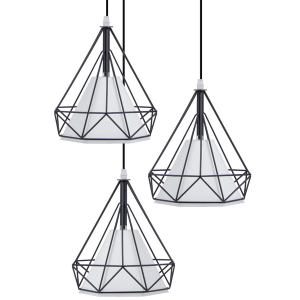 Industrialna LAMPA wisząca 8804/3 ZWIS - 01 Elem metalowa OPRAWA druciany ZWIS kaskada czarna biała