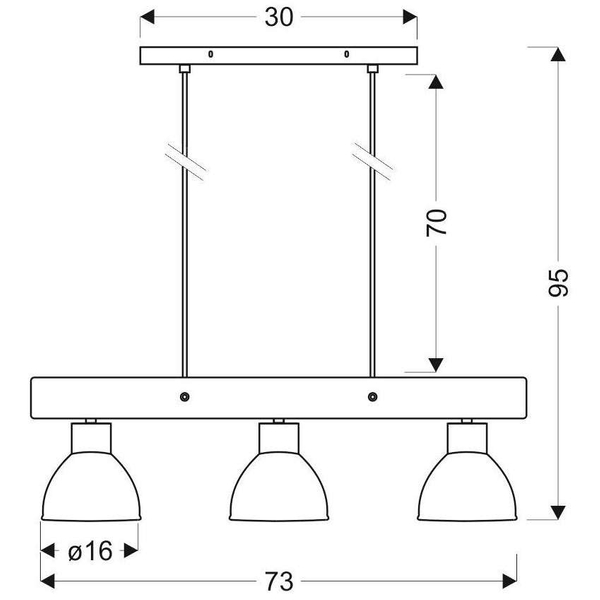Wisząca lampa skandynawska VARIO 33-73471 metalowa belka czarna drewno