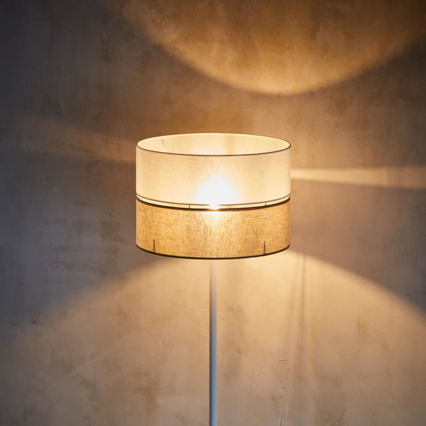 Podłogowa lampa jutowy klosz Linobianco 5241 TK Lighting brązowa biała