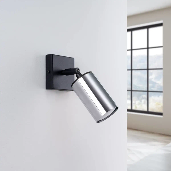 Obrotowy kinkiet ścienny Winx SL.1366 Sollux tubka czarny chrom