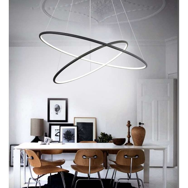 LAMPA wisząca SLIM/000010/4000/B MDECO metalowa OPRAWA okrągły ZWIS LED 53W 4000K do biura czarny OUTLET