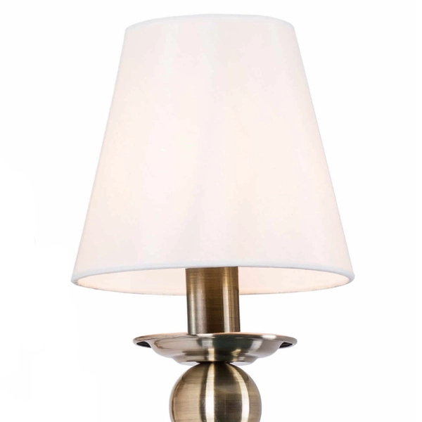 Abażurowa LAMPA ścienna GRADO LP-888/1W Light Prestige klasyczna OPRAWA kinkiet na wysięgniku materiałowy biały patyna