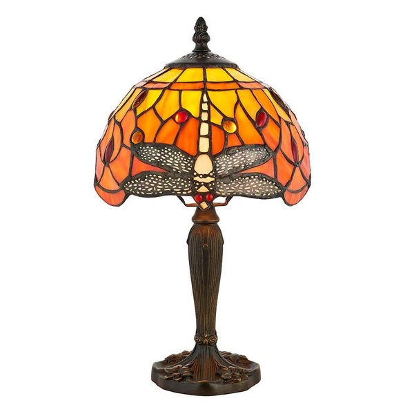 Nocna lampka Dragonfly 64091 Interiors Tiffany ważka witraż czarny kolorowy