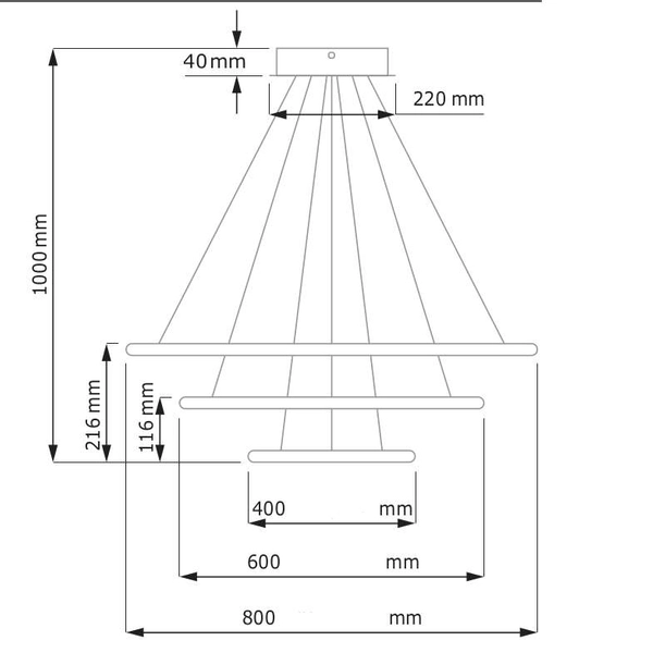 LAMPA wisząca SLIM/000011/4000/B MDECO biurowa OPRAWA metalowy ZWIS LED 99W 4000K pierścienie czarne