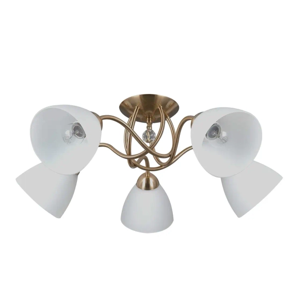 Klasyczna sufitowa lampa Lugano PND-5643-5-HBR do jadalni biała chrom