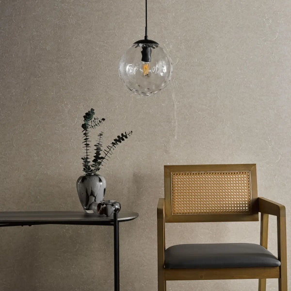 Kulista lampa wisząca Ripple SP72-RIP8808 szklana kula czarny przezroczysty