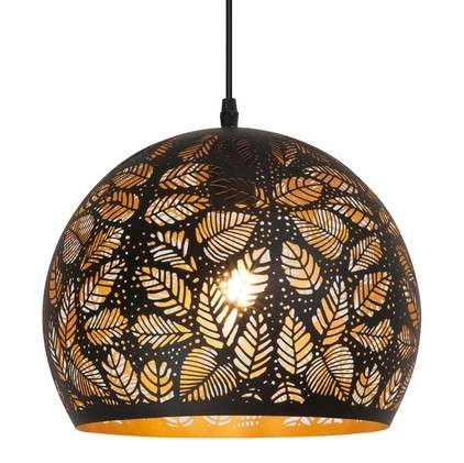 LAMPA wisząca MANORCA 2276 Rabalux orientalna OPRAWA zwis kula ball liście czarny złoty