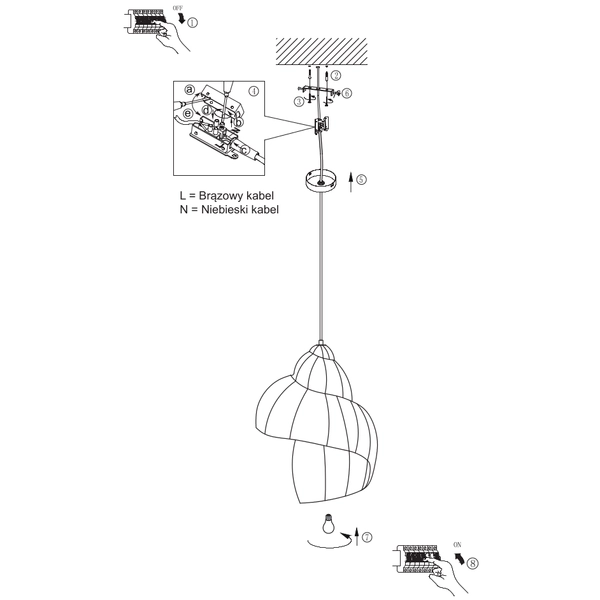 Wisząca lampa do sypialni Shella LP-1806/1P 60cm japandi drewniana beżowa