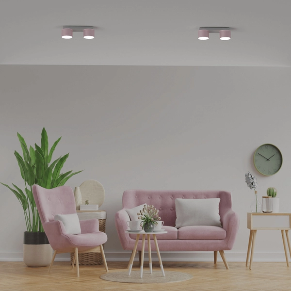 Sufitowa lampa sypialniana Dixie dziecięca biała różowa