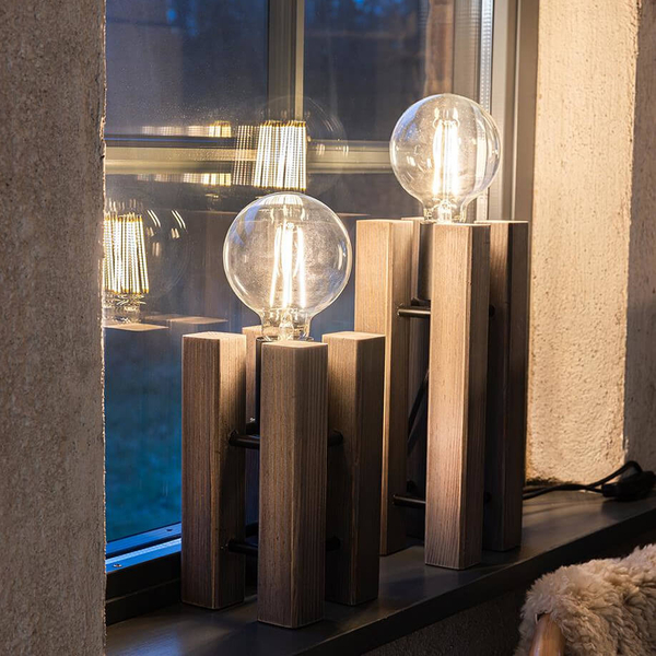 Ekologiczna lampa stojąca Lodge 108757 Markslojd na stół drewniana