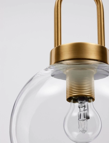 Industrialna lampa wisząca Banes do holu złota przezroczysta