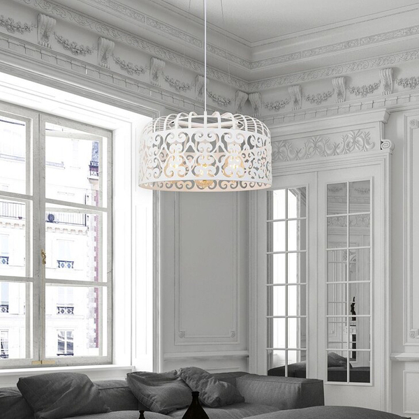 LAMPA wisząca ALESSANDRA 2163 Rabalux ażurowa OPRAWA metalowy zwis vintage biały