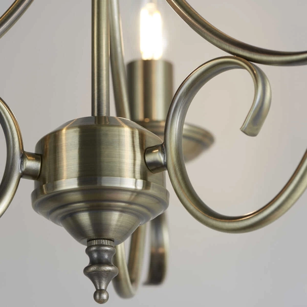 Świecznikowa lampa wisząca Bernice 2030-3AN do pokoju Endon mosiądz