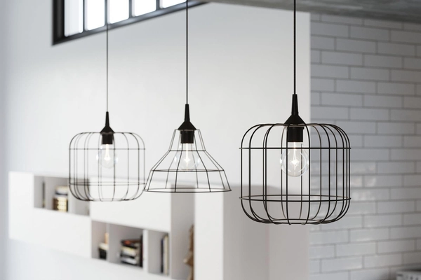 Druciana LAMPA wisząca SL.0296 industrialna OPRAWA zwis druciak metalowy klatka czarna