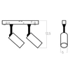 Podwójna lampa do szyny ALFA AZ6293 LED 2x7W 3000-6000K tubki czarny