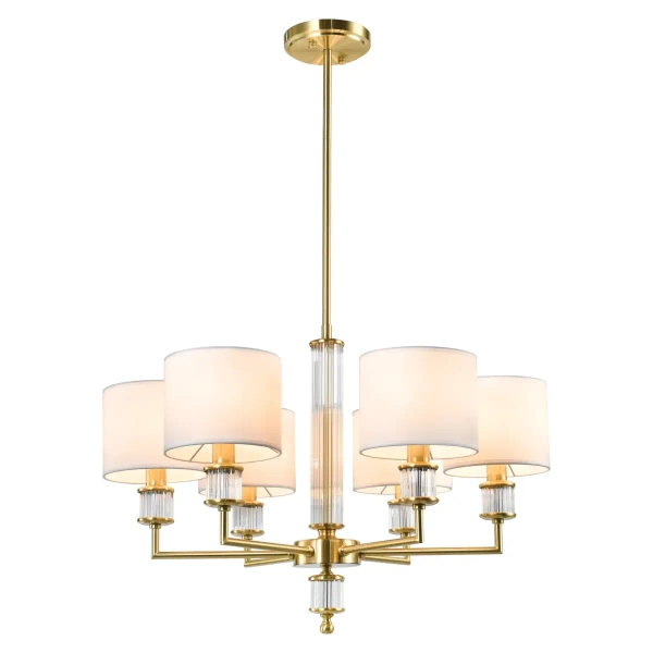 Abażurowa lampa sufitowa SUTTON P06692BR-WH wielopunktowa mosiądz biały