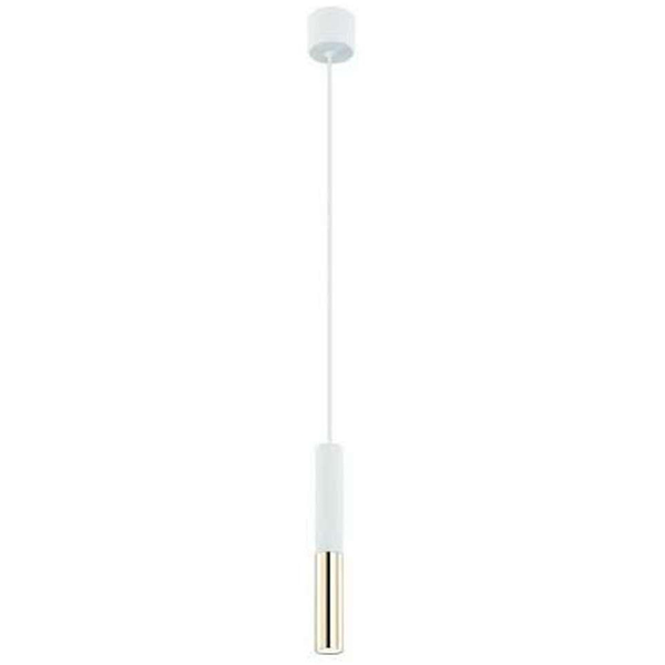 Wisząca LAMPA industrialna Slimi S Bianco / Gold Orlicki Design metalowa OPRAWA zwis tuba biała złota
