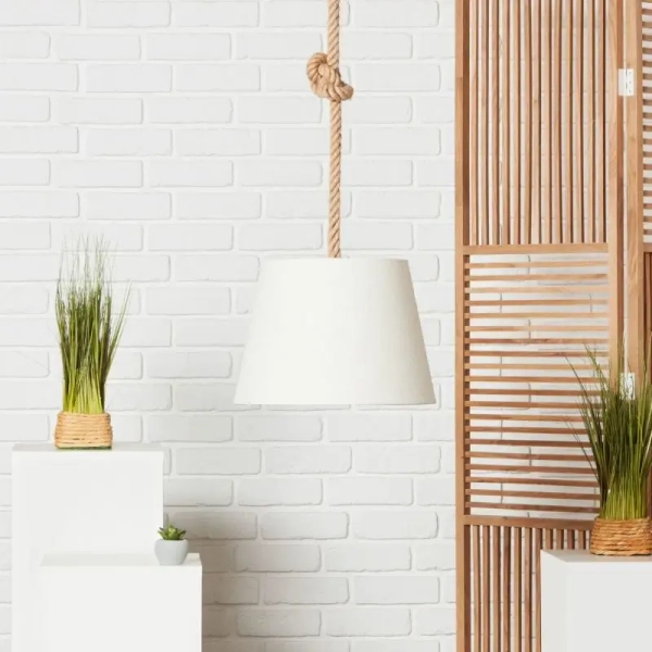 Wisząca lampa abażurowa Sailor 99194/09 marynistyczna biała brązowa