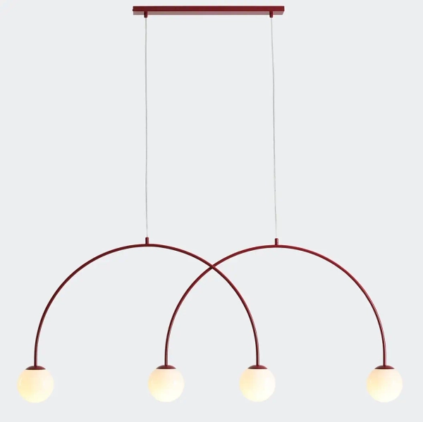 Podwójna wisząca lampa Una 1116L15_L szklane kule czerwone białe