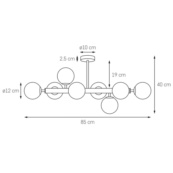 Plafon LAMPA sufitowa CUMULUS 3 10756805 Kaspa modernistyczna OPRAWA szklane kule balls molekuły złote białe