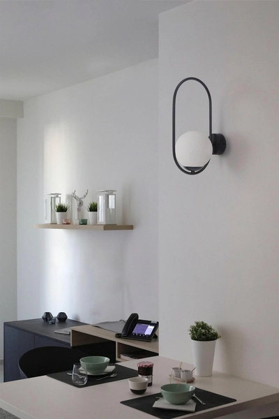 Nowoczesny kinkiet ścienny Parva K-5105 Kaja kulisty biały czarny