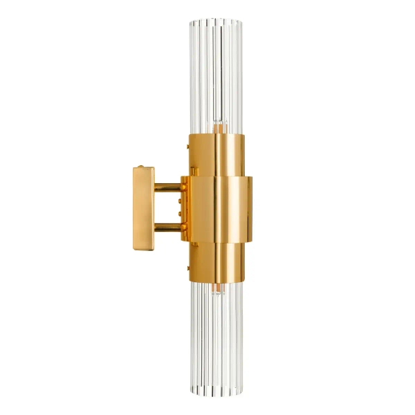 Ryflowana lampa ścienna GLOW ST-DW7790 złota tuba 2xG9 glamour
