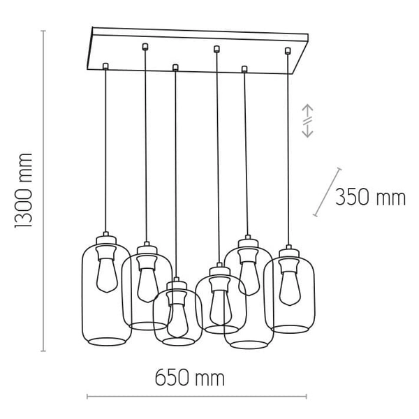 Wielopunktowa lampa wisząca jadalniana Marco 3359 TK Lighting szklana