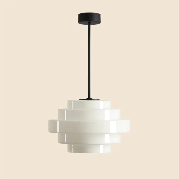 Pojedyncza wisząca lampa Filo Milky 9000PL_G1_S szklana biała czarna