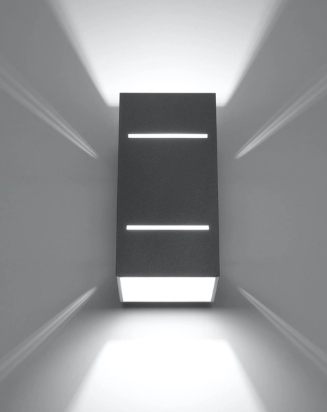 Kinkiet LAMPA ścienna SL.0479 metalowa OPRAWA prostokątna z wycięciami szara