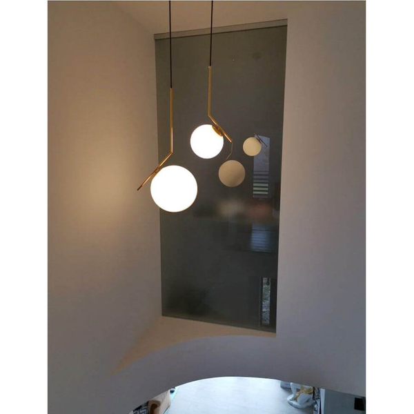 Zwisająca lampa salonowa Milano ABR-LWKT-E27 Abruzzo kula szklana złota