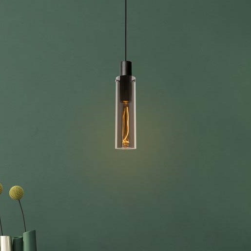 Szklana lampa wisząca Orlando 74404/01/65 loftowa tuba czarna