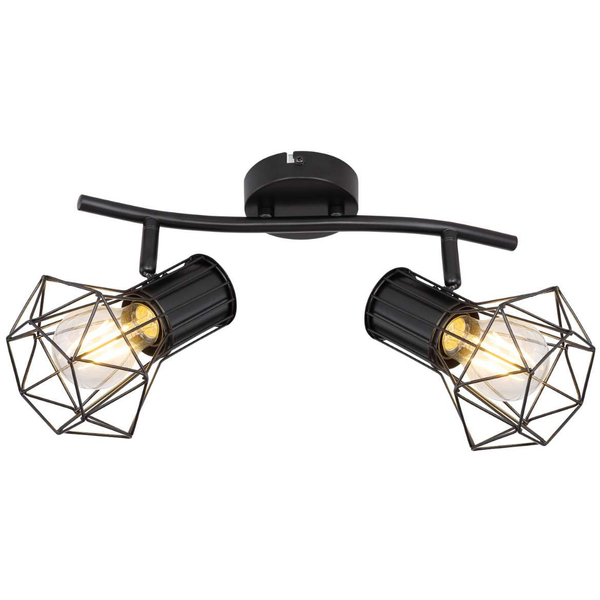 Industrialna LAMPA sufitowa PRISKA 54017-2 Globo metalowa OPRAWA plafon druciane klatki regulowane czarne