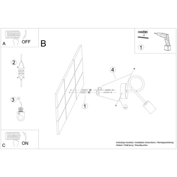 Ścienna lampa Supeł SL.1439 Sollux skręcona do sypialni chrom
