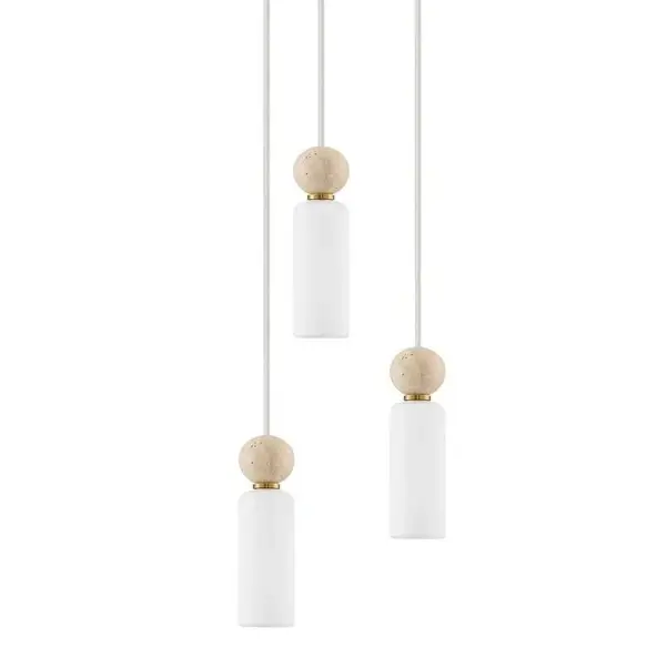 Potrójna lampa wisząca CORVIZO LE45274 glamour szklana biała złota