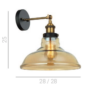 Kinkiet LAMPA ścienna HUBERT MBM-2381/1 GD+AMB Italux skandynawska OPRAWA loftowa szklana bursztynowa