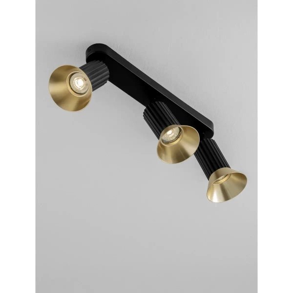 Potrójna lampa sufitowa MARENZO LE45604 regulowana metalowa czarna złota