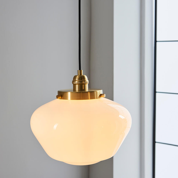Wisząca lampa do salonu Camberley 97692 szklana mosiądz biały