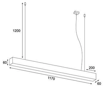 Liniowa zwisająca lampa Lupinus 5115003103-1 Elkim LED 16W 3000K czarna