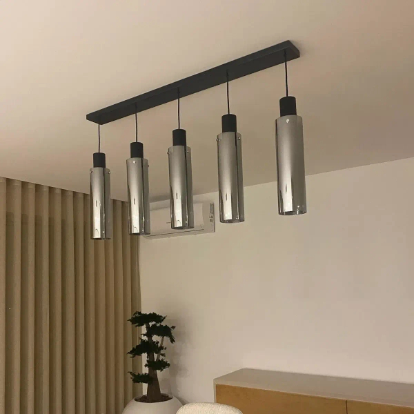 Szklana lampa wisząca ORLANDO 74404/05/65 Lucide przydymiony czarny