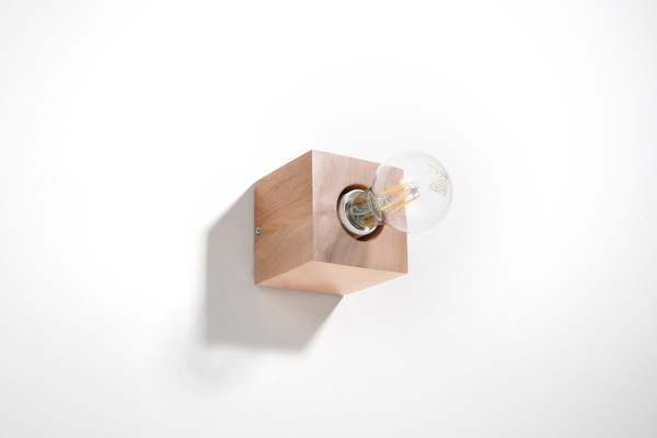 Ścienna LAMPA ekologiczna SL.0676 drewniana OPRAWA kinkiet kostka cube